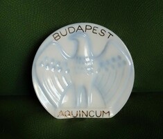 Extremely rare white porcelain aquazur eagle, Budapest inscription, advertising object of the Aquincum porcelain factory, 1980