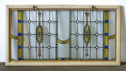 1L035 antique colored stained glass window 55.5 X 113 cm
