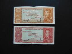 Bolívia 50 bolivár 1962 - 100 bolivár 1962 LOT !!!  01
