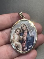 Gold 585 8.9g Virgin Mary Jesus pendant with Hungarian prayer