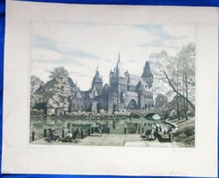Károly Jurida / 1935-2009 / etching, voivodship castle, 50 x 40 cm, also marked on the hill.