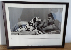 Picture of Anthony crickmay (1937-2020), photographer: man & dog 1989. Poster, in glazed frame