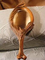 Antique carved wooden vanity mirror