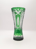 Zöld színű Ajka kristály váza, 21 cm