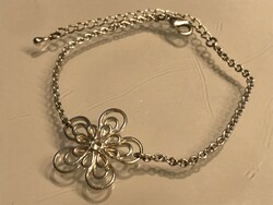 Silver-plated avon bracelet with flower, crystal in the middle, 18+7 cm long