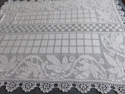 Busy! Transylvanian woven crocheted old lace tablecloth