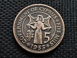 Cyprus 5 Mils, 1955 Gyűjteménybe