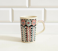 Gránit Kispest retro porcelán bögre - csésze ritka virágos mintával