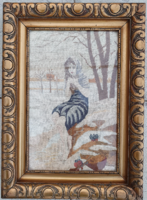 Framed antique tapestry picture