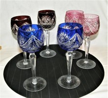 Ajka crystal - colored polished wine glass set