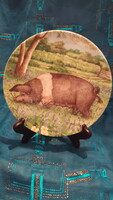Piggy porcelain decorative plate, wall plate 4. (M3054)