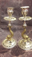 Pair of old koi fish candle holders (l3120)