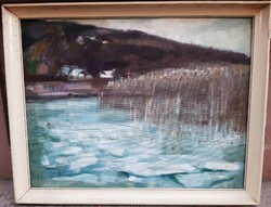 Ottó Vágfalvi (1925-2015) Balaton shore, gallery painting