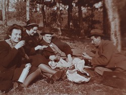 Old photo vintage photo group photo forest picnic
