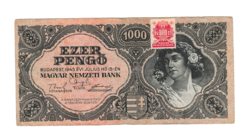 1945 - Ezer Pengő bankjegy - F 074 -  piros dézsmabélyeggel