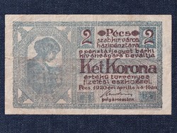 Pécs Szabad Királyi Város Pénztárjegye 2 Korona szükségpénz 1920 (id56067)