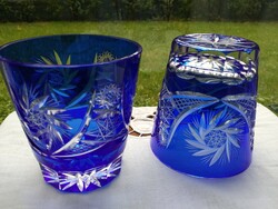 Blue lip crystal whiskey glasses 7 pieces!