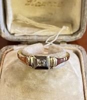 Régi artdeco gyűrű,14 karátos arany,régi csiszolású brilliánssal!