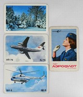 1K208 Szovjet Aeroflot kártyanaptár 1969, 1977, 1986 4 darab