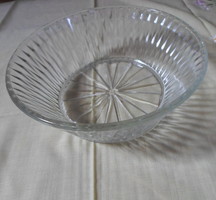 Retro / vintage glass bowl, thick glass centerpiece, deep bowl (salad, compote) 1.