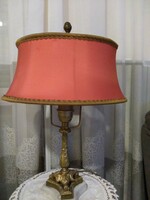 Antik bronz asztali lámpa eredeti ernyővel