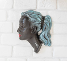 Cortendorf female mask - retro ceramic wall picture - mid-century modern Scandinavian German design