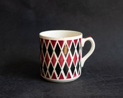 Granit Kispest retro porcelain mug - half liter grandma mug - harlequin pattern