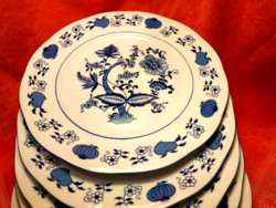 Gyönyörű porcelán, hagymamintás nagy lapos tányér, 6 darab