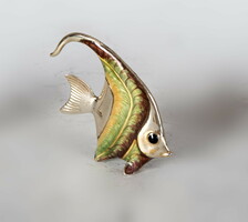 Ezüst miniatűr zománccal díszített hal figura