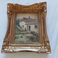 Watercolor painting by Károly Bereczk. The frame has been restored in very good condition