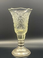 Crystal vase with silver base