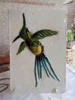 Régi madaras kályhacsempe-gyűjtői darab-jelzett