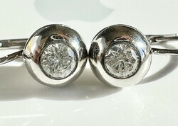 588T. 1 Forintról! Modern Magyar Briliáns (0,7 Ct) Button Arany (3,2 g) fülbevaló, Top Wesselton kő!