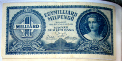 1946 - Egymilliárd Milpengő  bankjegy - sorszám nélküli