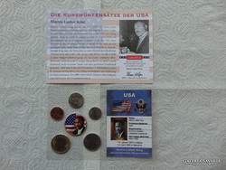 USA 6 darab cent - 1/2 dollár műagyag bliszter + certi Martin Luther King