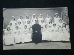 1947 First Holy Communion group photo of a small bride, Pécs original marked contemporary photo photograph