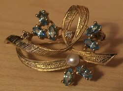 Brooch - quality gold-plated bijou - set with stones -