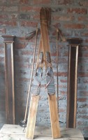 Skis and ski poles for decoration