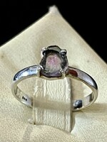Egyedi, ezüst gyűrű, dinnye Turmalin kővel