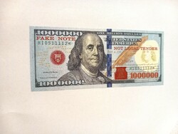 Usa 1000000 dollars fake note unc