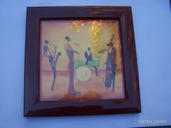 ONA: Jazz Band 14 x 14 cm + keret Jezett a nyomaton ONA Dekoratív Darvas képkeretben  Az Alkotó Algé