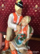 Jolán Szécsi ceramic, a loving couple in folk costume