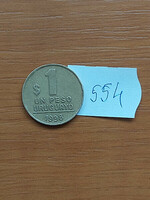 Uruguay 1 pesos 1998 aluminum bronze, artigas, so (santiago) #554