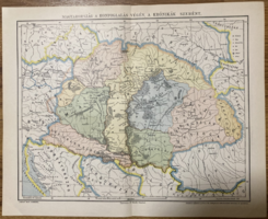 "Magyarország a honfoglalás végén, a krónikák szerént" térkép melléklet a Pallas lexikonból