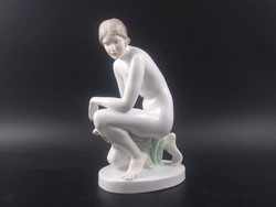 Herend lux elek (1884-1941) kneeling nude figure
