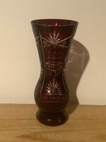 Burgundy überfang crystal vase