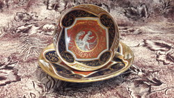 Antik puttós porcelán csésze tányérral (L3073)