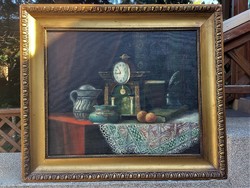 "Enteriőr" Asztali csendélet. Német vagy Osztrák festőtől.1900 évek eleje.