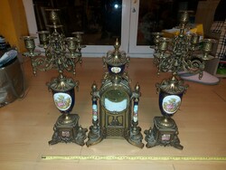 Vintage Italian five-branch candlesticks and a clock body, without clock, approx. 60 years old, 40cm and 48cm high