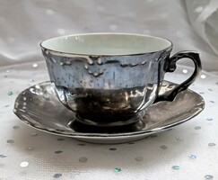 Régi ezüstözött Feinsilber kávés csésze + csészealj